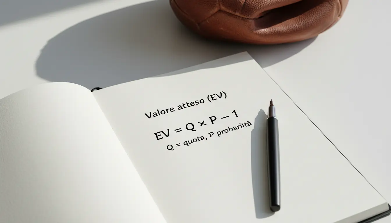 Quaderno aperto con formula matematica scritta a mano e penna