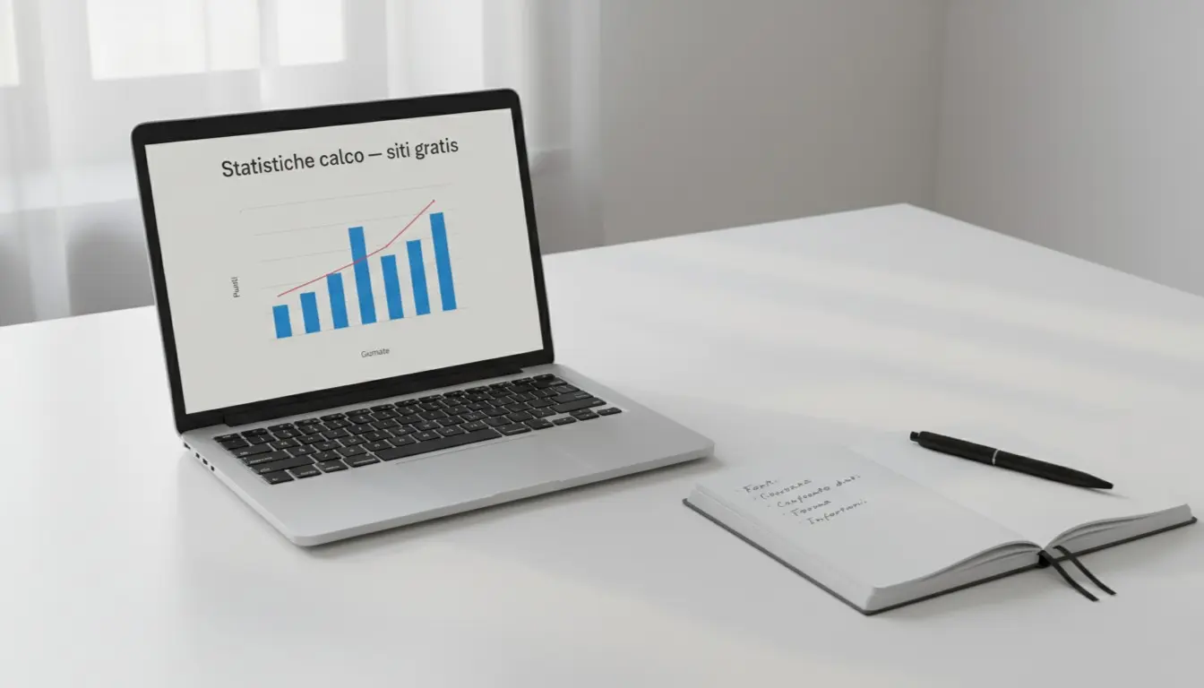 Laptop aperto su una scrivania con grafici di statistiche sportive visibili